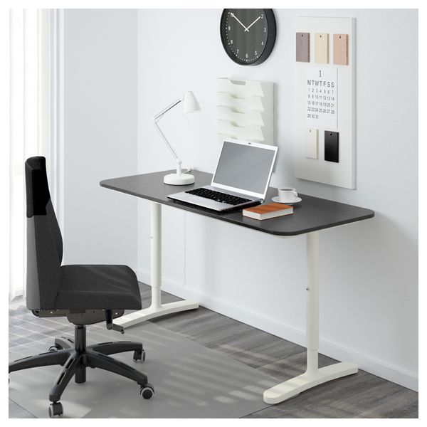 Письменный стол БЕКАНТ, черно-коричневый, белый (140x60 см) - фото 2