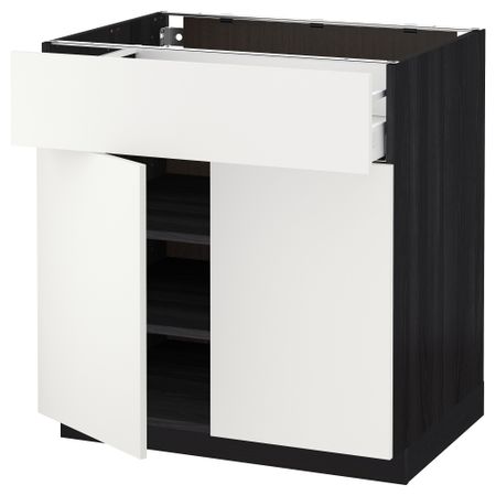 Напольный шкаф + ящик, 2 дверцы МЕТОД / МАКСИМЕРА, черный, Хэггеби белый