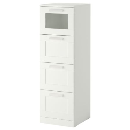 Комод с 4 ящиками, белый, матовое стекло, 39x124 см IKEA BRIMNES БРИМНЭС 403.920.44