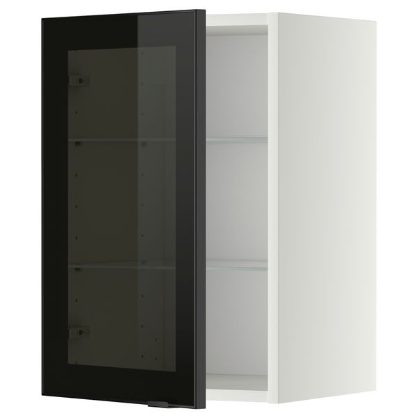 Навесной шкаф с полками, стекляными дверцы МЕТОД, белый, Ютис дымчатое стекло - схема-чертеж с размерами