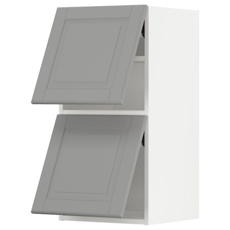 Навесной горизонтальный шкаф/2двери, белый/Будбин серый 40x80 см IKEA METOD МЕТОД 793.938.20