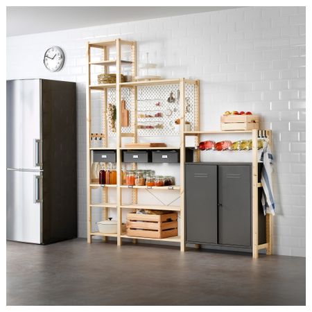 3 секции/шкаф/полки ИВАР / СКОДИС (219x30x226 см)