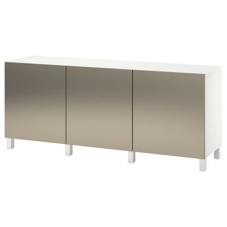 Комбинация для хранения с дверцами, белый/РИКСВИК/стуббарп под светлую бронзу 180x42x74 см IKEA BESTÅ БЕСТО 593.025.76