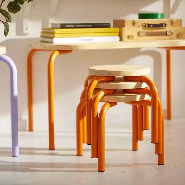 GREJSIMOJS ГРЕЙСИМОЙС Табурет детский - дерево/оранжевый - фото 4
