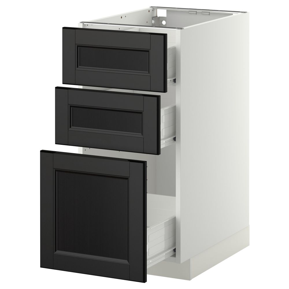 Напольный шкаф с 3 ящиками МЕТОД / ФОРВАРА, белый, Лаксарби черно-коричневый - схема-чертеж с размерами