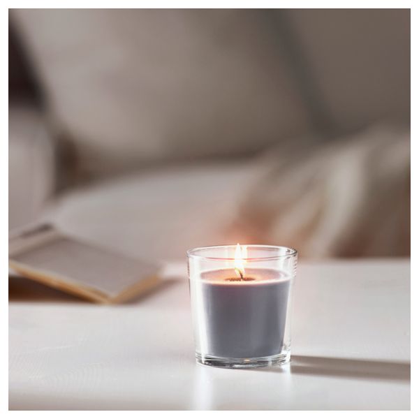 Ароматическая свеча в стакане СИНЛИГ, эффект спа серый, серый (7.5 см) - фото 2
