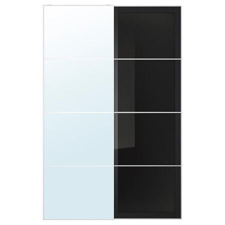 Пара раздвижных дверей, зеркальное стекло, серое стекло 150x236 см IKEA АУЛИ / УГГДАЛЬ 593.111.99