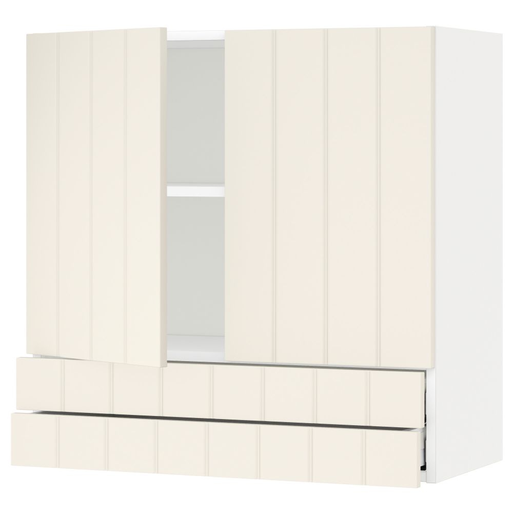 Навесной шкаф, 2 дверцы, 2 ящика МЕТОД / МАКСИМЕРА, белый, Хитарп белый с оттенком - схема-чертеж с размерами