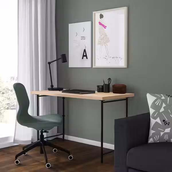 LAGKAPTEN / SPÄND Письменный стол - под беленый дуб/чёрный 120x60 см - фото 3