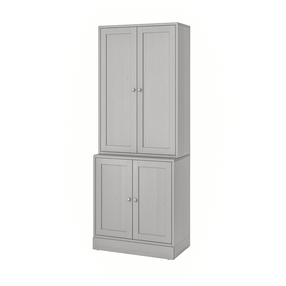 Комбинация для хранения с дверцами, 81x47x212 см, серый IKEA HAVSTA ХАВСТА 992.659.87 - фото 1