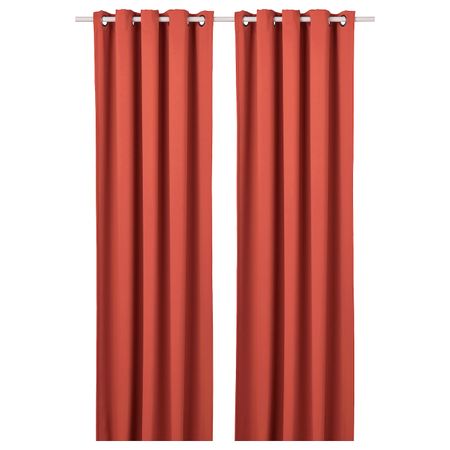 Затемняющие гардины, 2 шт., коричнево-красный 145x300 см IKEA HILLEBORG ХИЛЛЕБОРГ 304.655.64