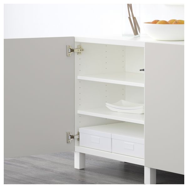 Комбинация для хранения с дверцами БЕСТО, белый, Лаппвикен светло-серый (180x40x74 см) - схема-чертеж с размерами