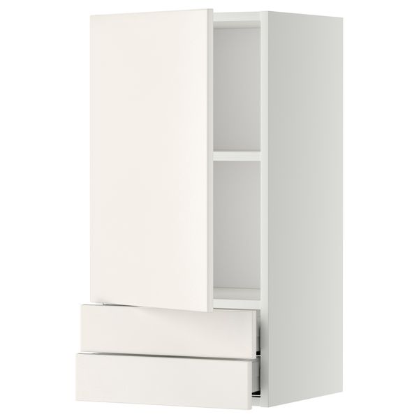 Навесной шкаф с дверцей, 2 ящика МЕТОД / МАКСИМЕРА, белый, Веддинге белый - фото 1