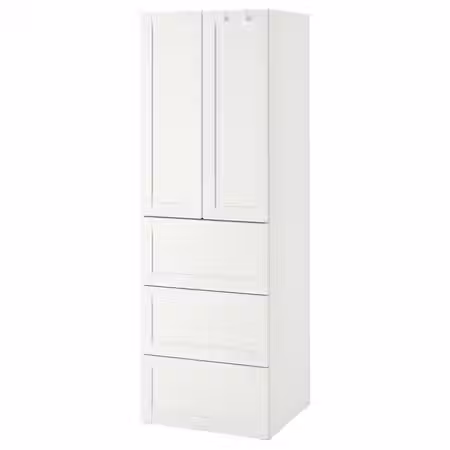 SMÅSTAD / PLATSA Гардероб - белый с рамой/с 3 ящиками 60x57x181 см