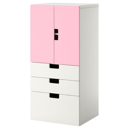 Комбинация для хранения с дверцами, ящиками СТУВА, белый, розовый (60x50x128 см)
