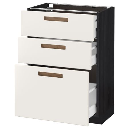 Напольный шкаф с 3 ящиками МЕТОД / МАКСИМЕРА, черный, Мэрста белый