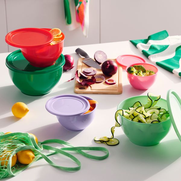 Миска с крышкой, 5 шт., разные цвета IKEA TABBERAS 205.519.77 - схема-чертеж с размерами