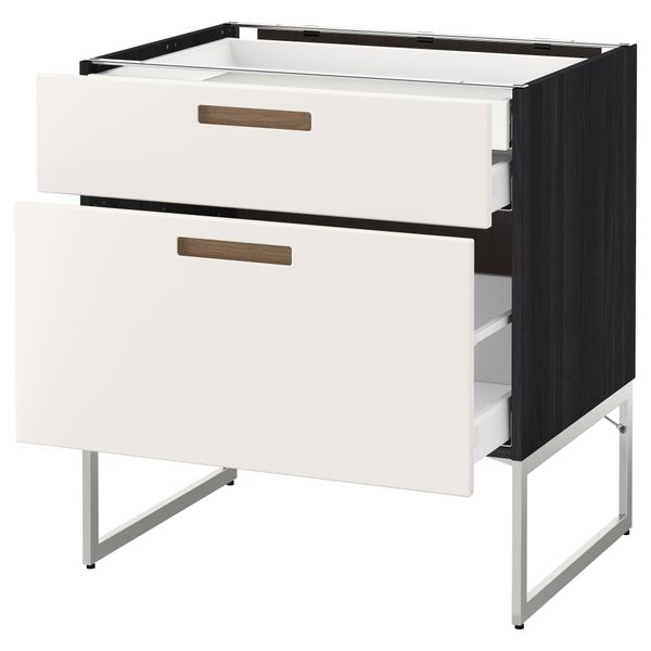 Напольный шкаф 2 фронтальных панели, 2 нижних,1 встроенный ящик МЕТОД / МАКСИМЕРА, черный, Мэрста белый - схема-чертеж с размерами