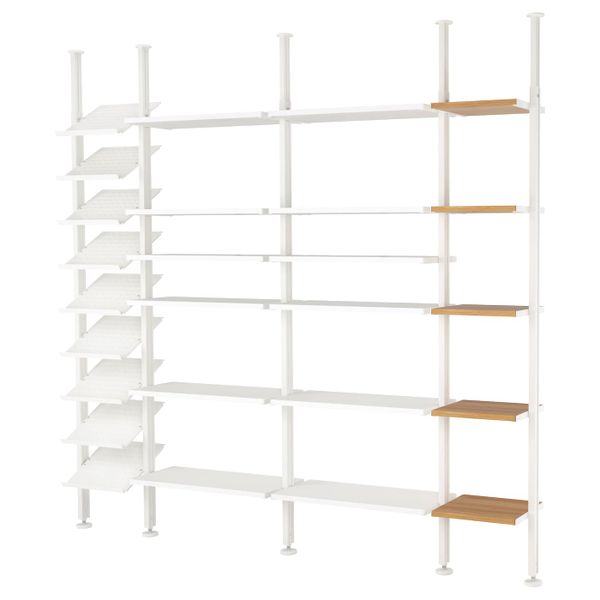 4 секции, белый, бамбук 262x36x222-350 см IKEA ЭЛВАРЛИ 992.029.90 - фото 2