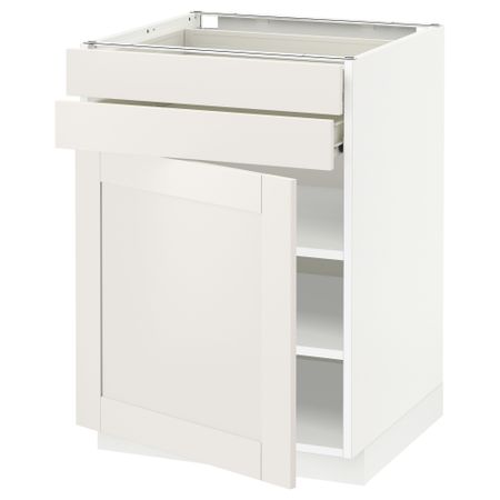 Напольный шкаф с дверцей, 2 ящиками МЕТОД / ФОРВАРА, белый, Сэведаль белый