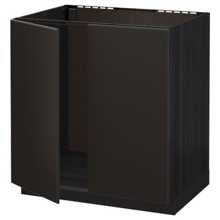 Напольный шкаф для мойки + 2 двери, 80x60 см, антрацит-черный IKEA METOD МЕТОД 394.623.54