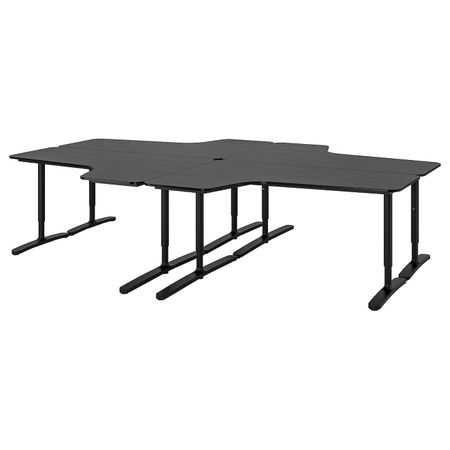 Стол, комбинация, ясеневый шпон, черная морилка/черный 320x220 см IKEA BEKANT БЕКАНТ 392.826.16