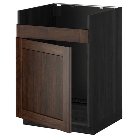 Напольный шкаф для мойки ХАВСЕН, черный/Эдсерум коричневый 60x60 см IKEA МЕТОД 092.801.62