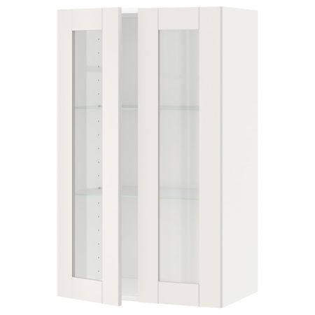 Навесной шкаф/полки/2стеклян двери, белый/Сэведаль белый 60x100 см IKEA METOD МЕТОД 694.453.77