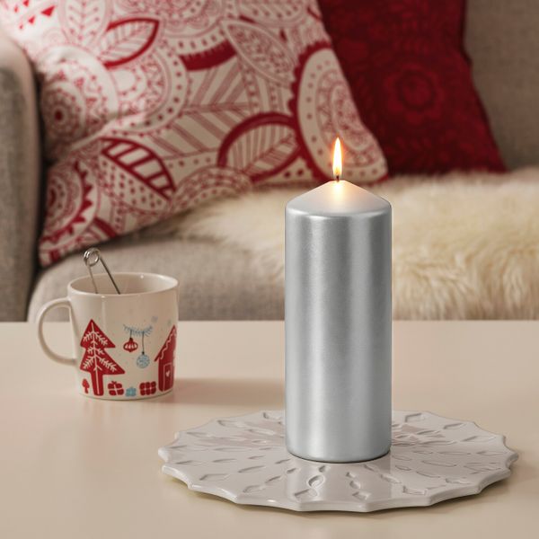 Неароматическая свеча формовая, серебристый, 20 см IKEA ВИНТЕРФЕСТ 004.276.96 - схема-чертеж с размерами