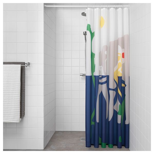 Штора для ванной ОВЕРАЛЛЬТ, разноцветный (180x200 см) - схема-чертеж с размерами