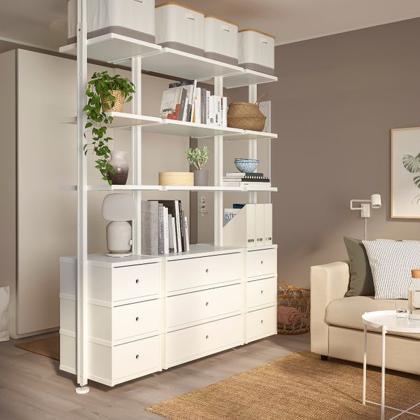 Открытая комбинация для хранения, белый 178x51x222-350 см IKEA ELVARLI ЭЛВАРЛИ 193.843.24 - схема-чертеж с размерами