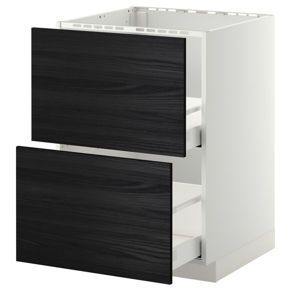 Напольный шкаф под мойку + 2 фронтальных панели, 2 ящика МЕТОД / МАКСИМЕРА, белый, Тингсрид черный - схема-чертеж с размерами