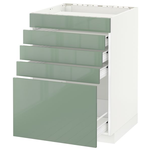 Напольный шкаф для варочной панели, 5 фасадов, 4 ящиков МЕТОД / ФОРВАРА, белый, Калларп светло-зеленый - схема-чертеж с размерами