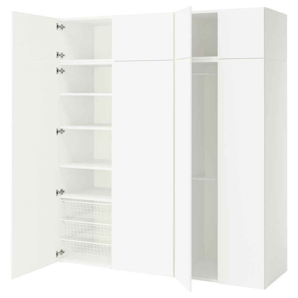Гардероб с 8 дверями, белый, Fonnes белый, 200x57x221 см IKEA PLATSA ПЛАТСАA ПЛАТСА 495.866.84 - схема-чертеж с размерами