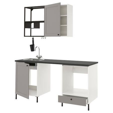 Кухня, 183x63.5x222 см, антрацит/серый каркас IKEA ENHET 193.375.11