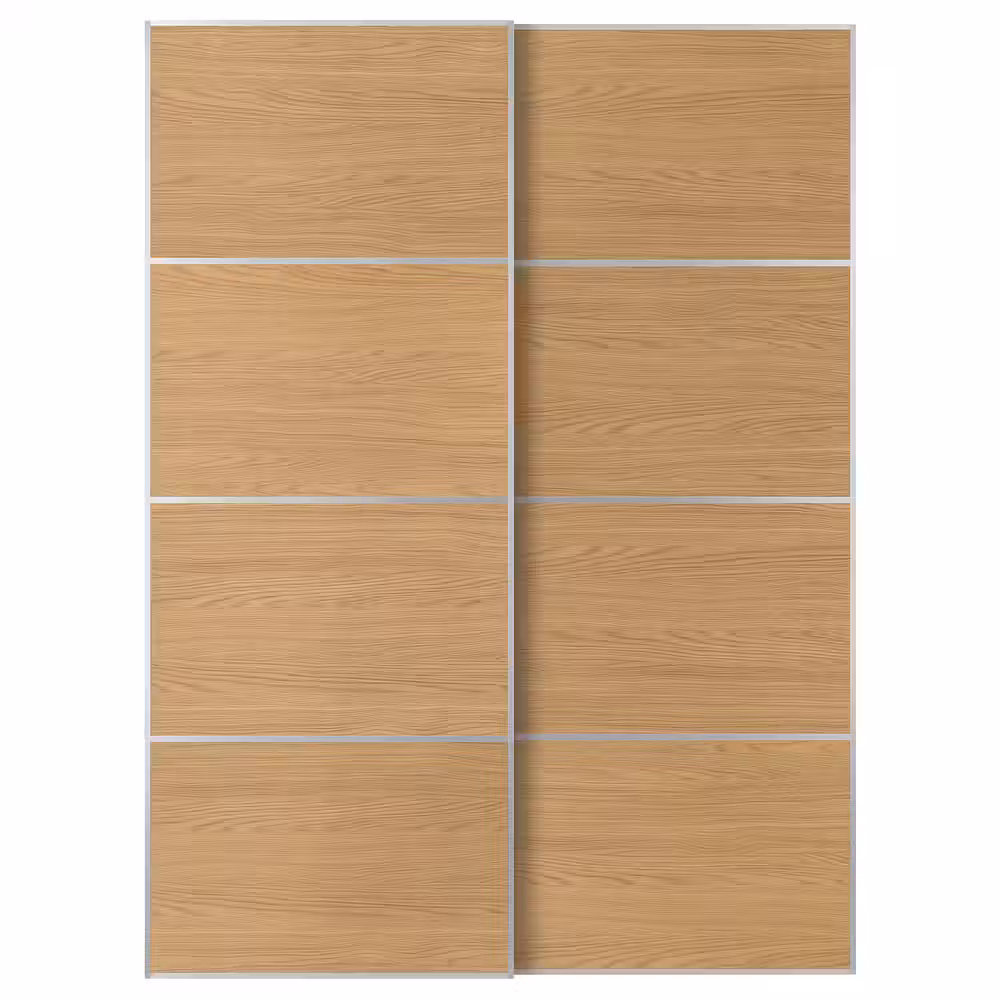 MEHAMN Пара раздвижных дверей - алюминий/двусторонний под дуб 150x201 см - фото 1