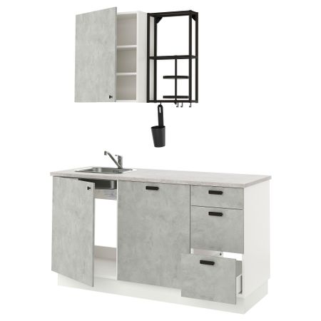 Кухня, 163x63.5x222 см, антрацит, под бетон IKEA BEGIVENHET БЕГИВЕНХЕТ 093.373.71