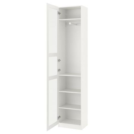 Гардероб, белый, Тисседаль стекло, 50x38x236 см IKEA ПАКС 491.710.43