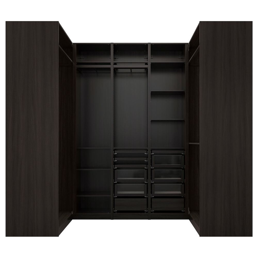 Гардероб угловой, черно-коричневый 113/271/113x236 см IKEA PAX ПАКС 393.311.17 - фото 1