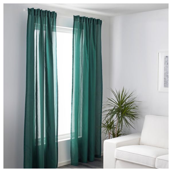 Гардины, 1 пара ВИВАН, зелено-синий (145x300 см) - фото 2