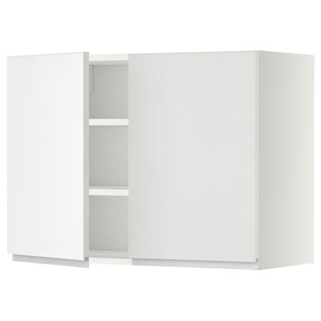 Навесной шкаф с полками, 2 дверцы МЕТОД, белый, Нодста белый