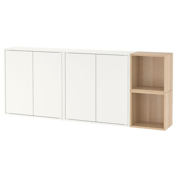 Комбинация настенных шкафов, белый/под беленый дуб 175x25x70 см IKEA EKET ЭКЕТ 492.863.84 - фото 1