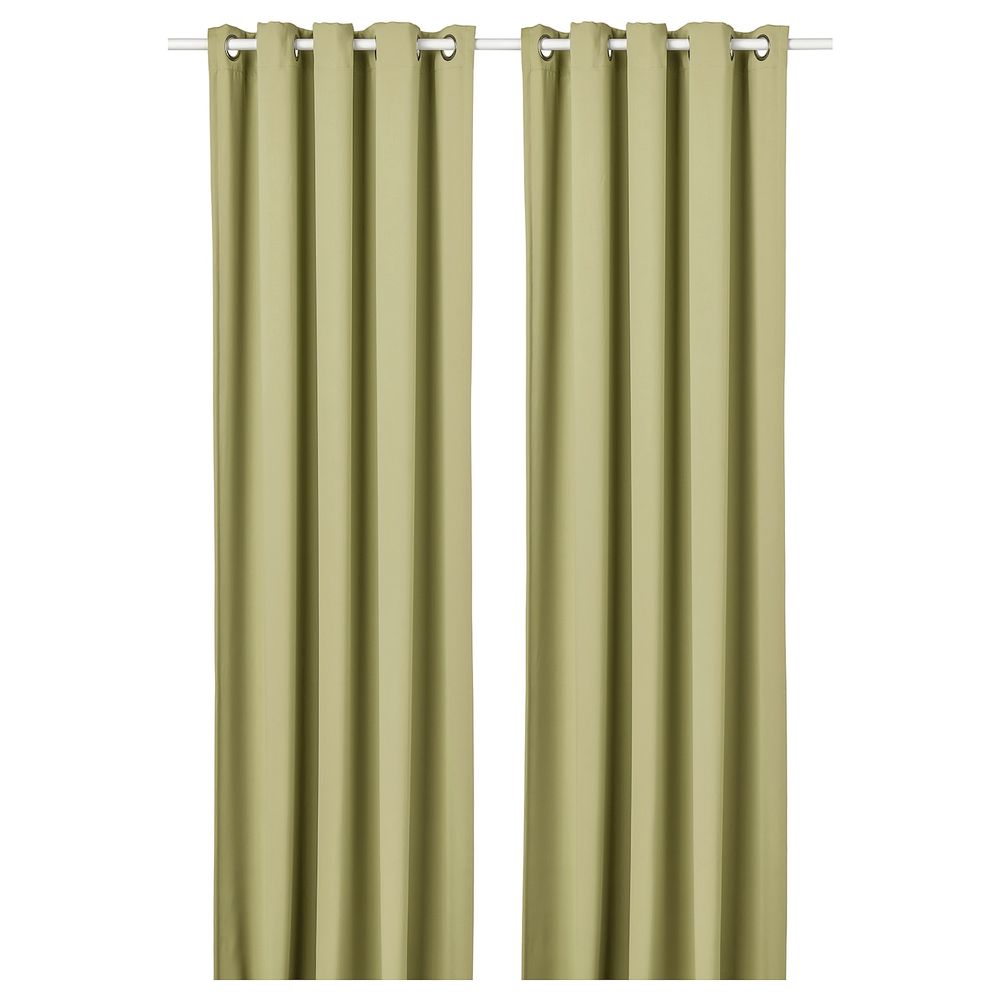 Затемняющие гардины, 2 шт., светлый оливково-зеленый 145x300 см IKEA HILLEBORG ХИЛЛЕБОРГ 504.655.63 - фото 1