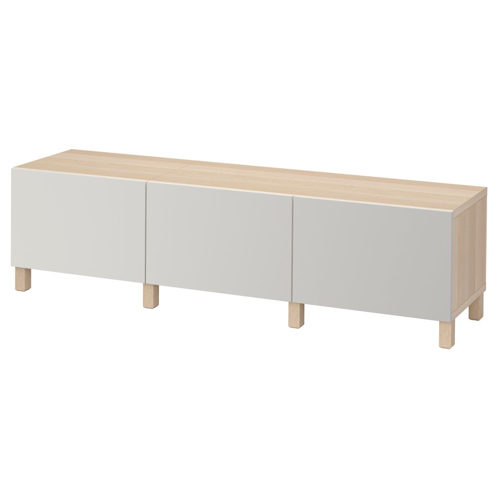 Комбинация для хранения с ящиками БЕСТО, под беленый дуб, Лаппвикен светло-серый (180x40x48 см) - фото 1