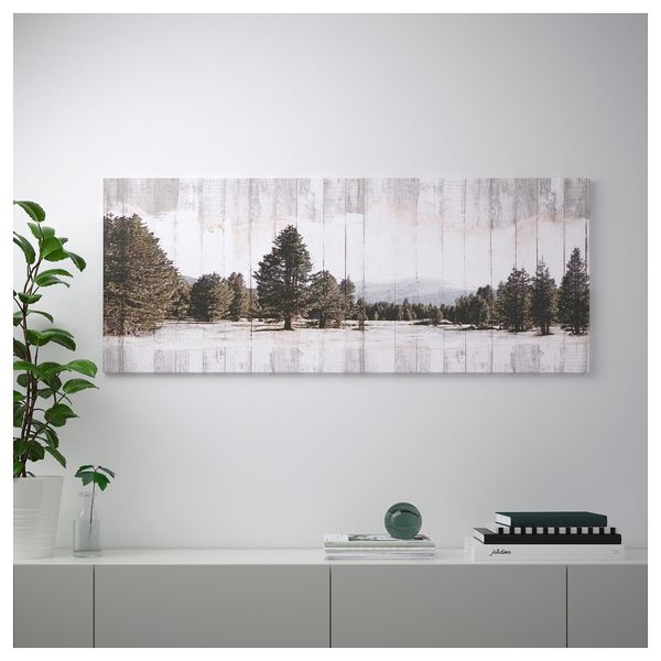 Картина с рамой БЬЁРКСТА, Север, цвет алюминия (140x56 см) - схема-чертеж с размерами