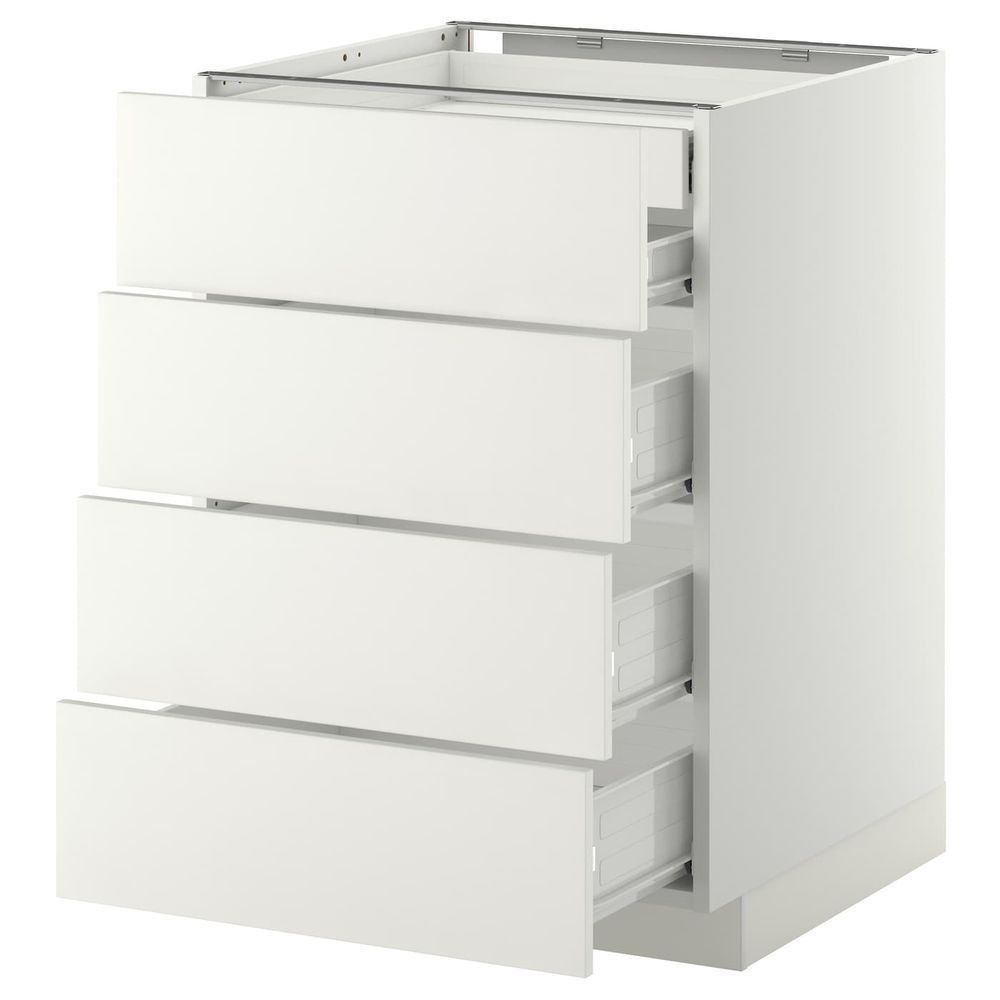 Напольный шкаф 4 фронтальных, 2 низких, 3 средних ящ, белый/Хэггеби белый 60x60 см IKEA МЕТОД / ФОРВАРА 592.619.67 - фото 1
