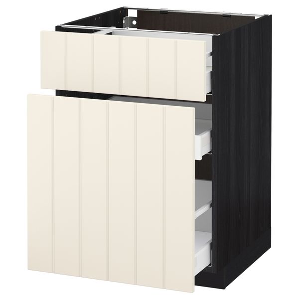 Напольный шкаф, выдвижной секцией, ящик МЕТОД / МАКСИМЕРА, черный, Хитарп белый с оттенком - схема-чертеж с размерами