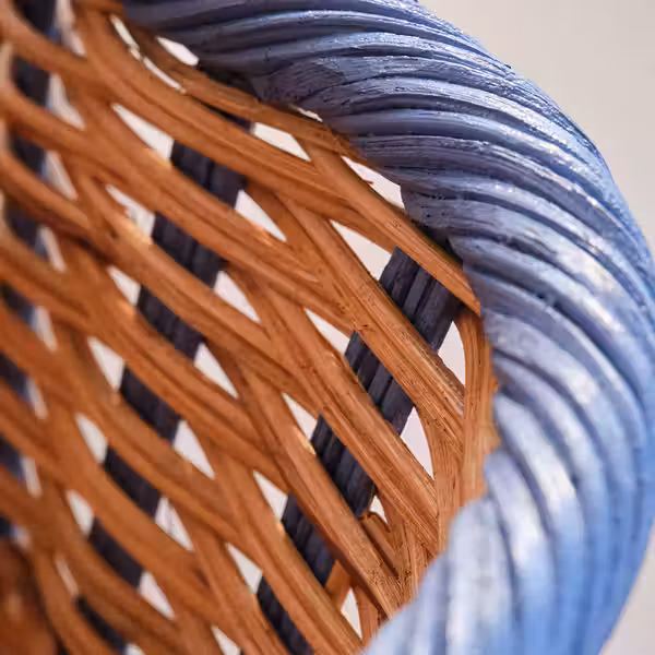 OMMJÄNGE ОММЬЕНГЕ Корзина - бежевый/синий 40x40x26 см - фото 4