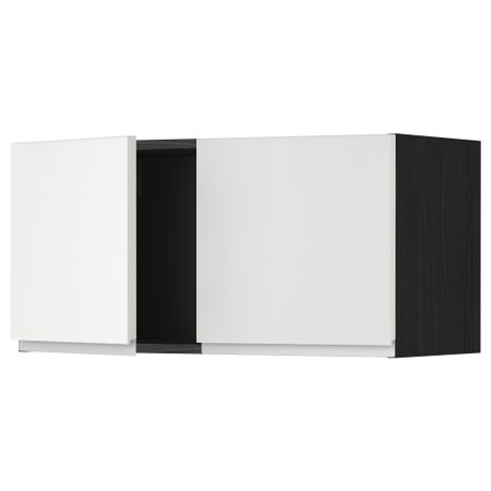 Навесной шкаф с 2 дверями МЕТОД, черный, Нодста белый (80x40 см)