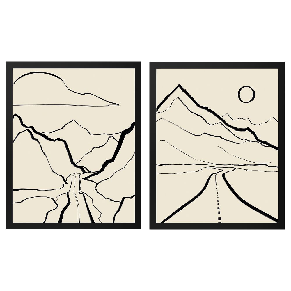 Рама с постером, Линейные пейзажи, 40x50 см IKEA RÖDALM 905.907.58 - фото 1